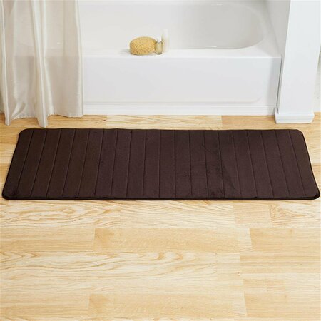 DAPHNES DINNETTE 60 x 24.25 x 0.62 in. Memory Foam Striped Extra Long Bath Mat - Chocolate DA3850447